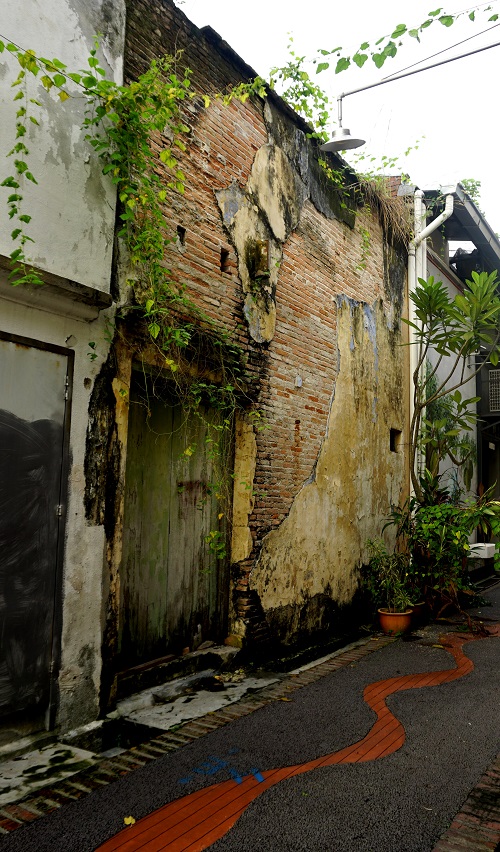 Ohhhh, great character! Isn’t this what attracts photographers and creative minds... cracked plaster and aged walls, raw brick, wild vines, a mysterious door thrown in for good measure too! Notice the wavy strip on the ground...?