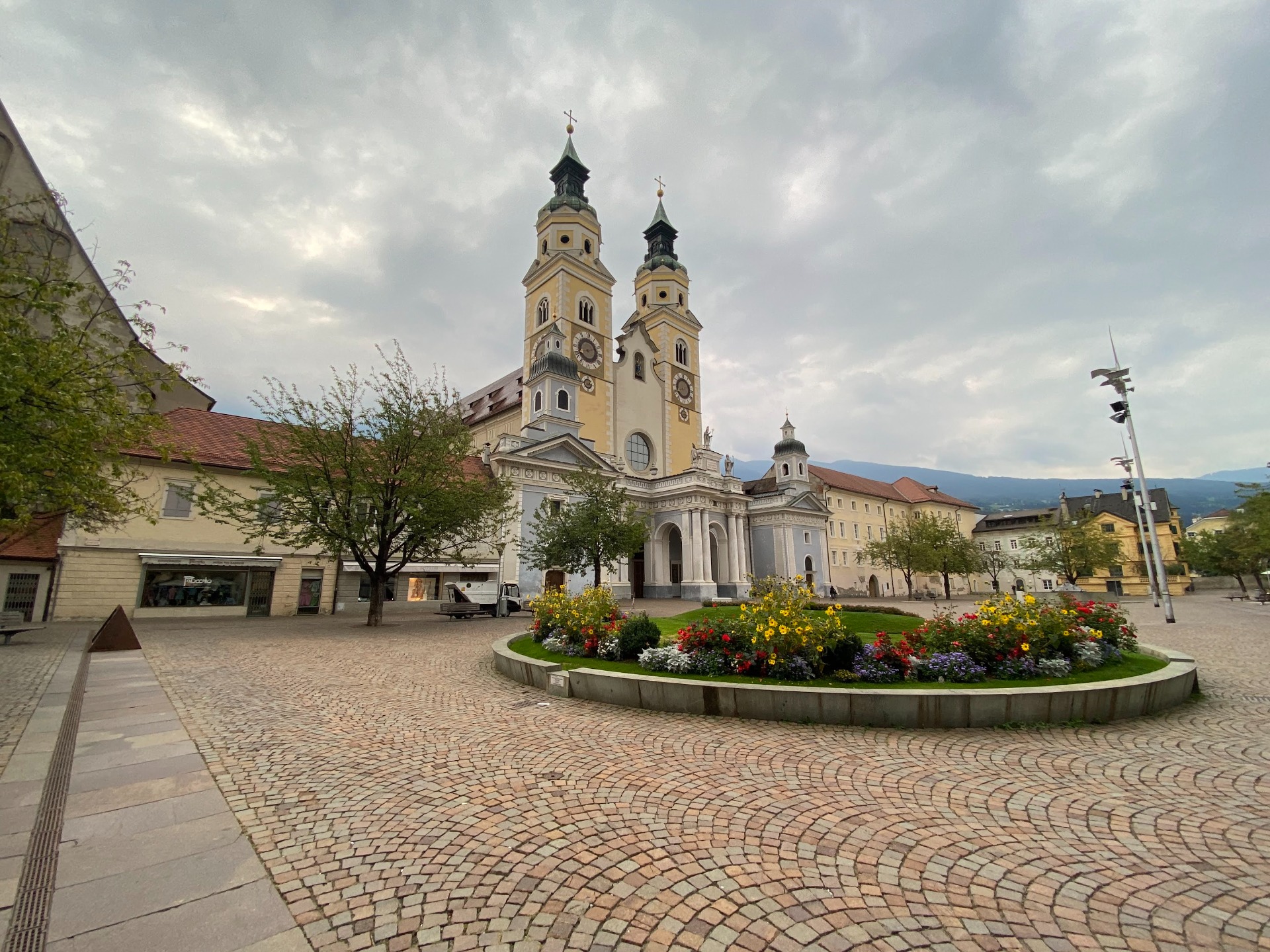 Brixner Dom, double-spired cathedral dating from 1745 & decorated with opulent frescoes.