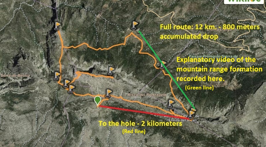 Full route track - The green line it’s the path from ”the Hole” to ”Casas de Bernia”, almost half way to the ”Fort of Bernia”.