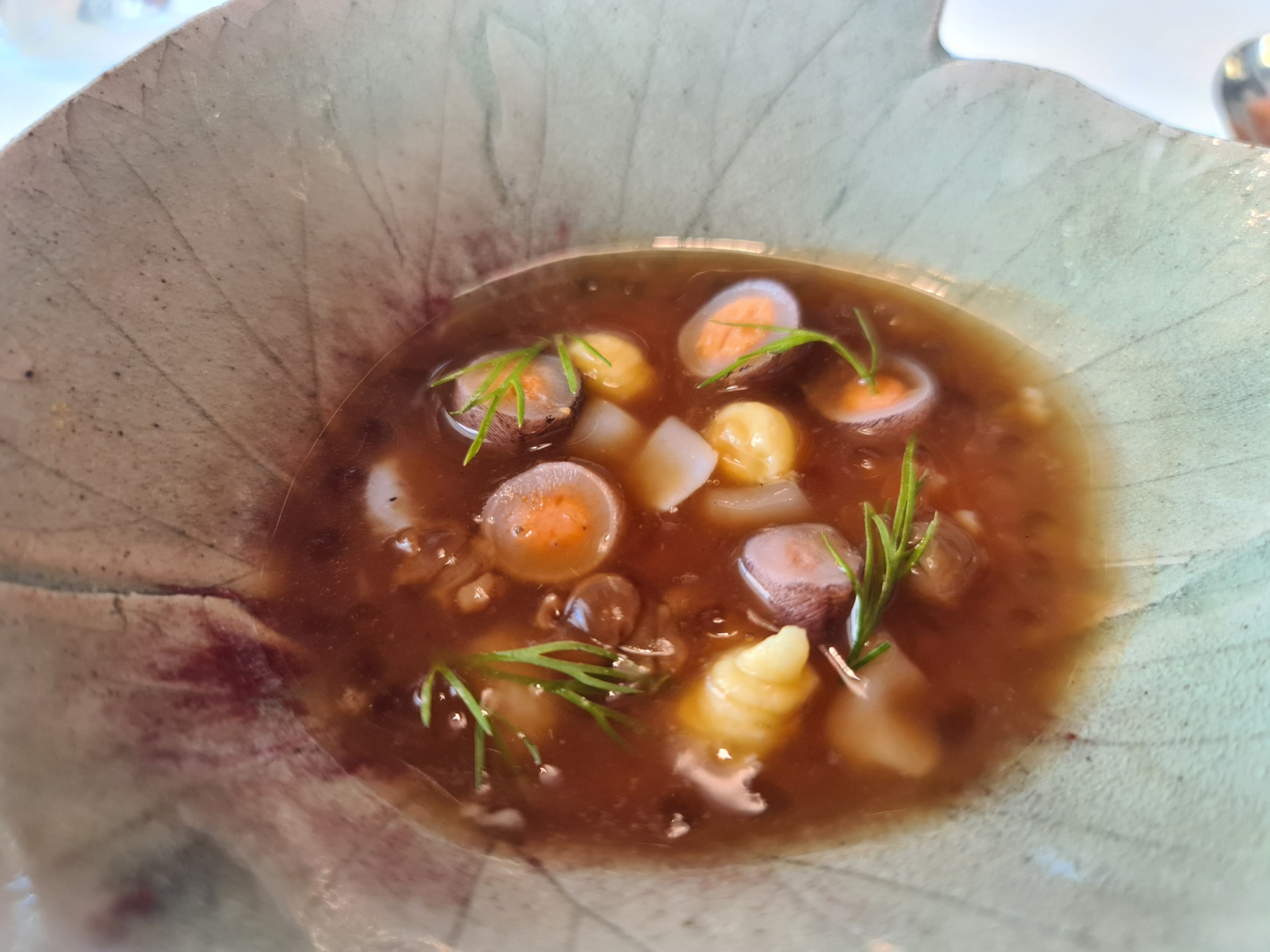 ”Flickering custard, Valencian lemon with dill and Ancient Salting”, first snack from the tasting menu (2).