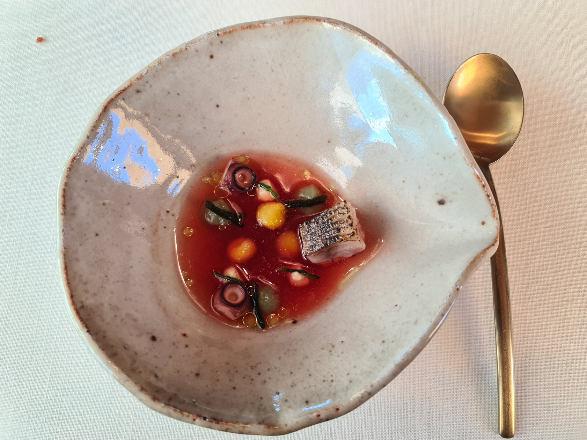 ”Sour and Spicy Stock”, third snack from the tasting menu (1).