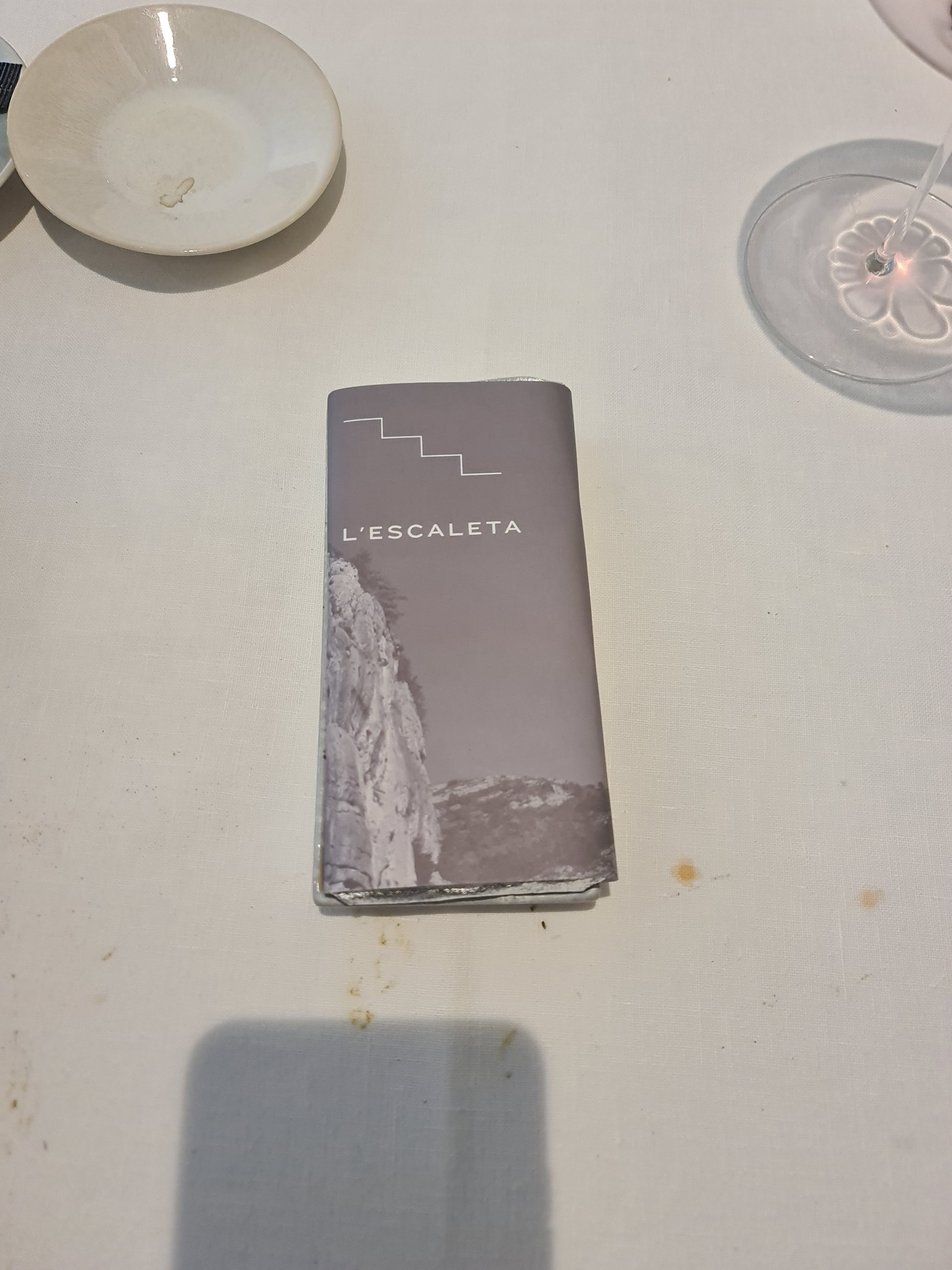 Gourmet dark chocolate bar (on the house).