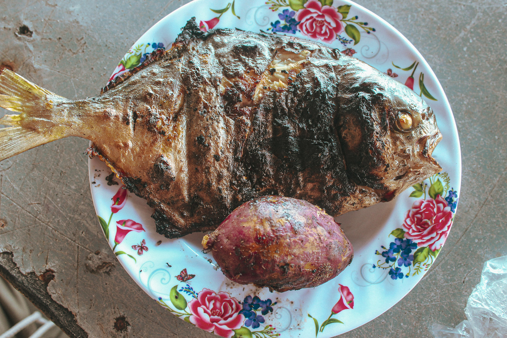 Grilled Pampano and Sweet Potato