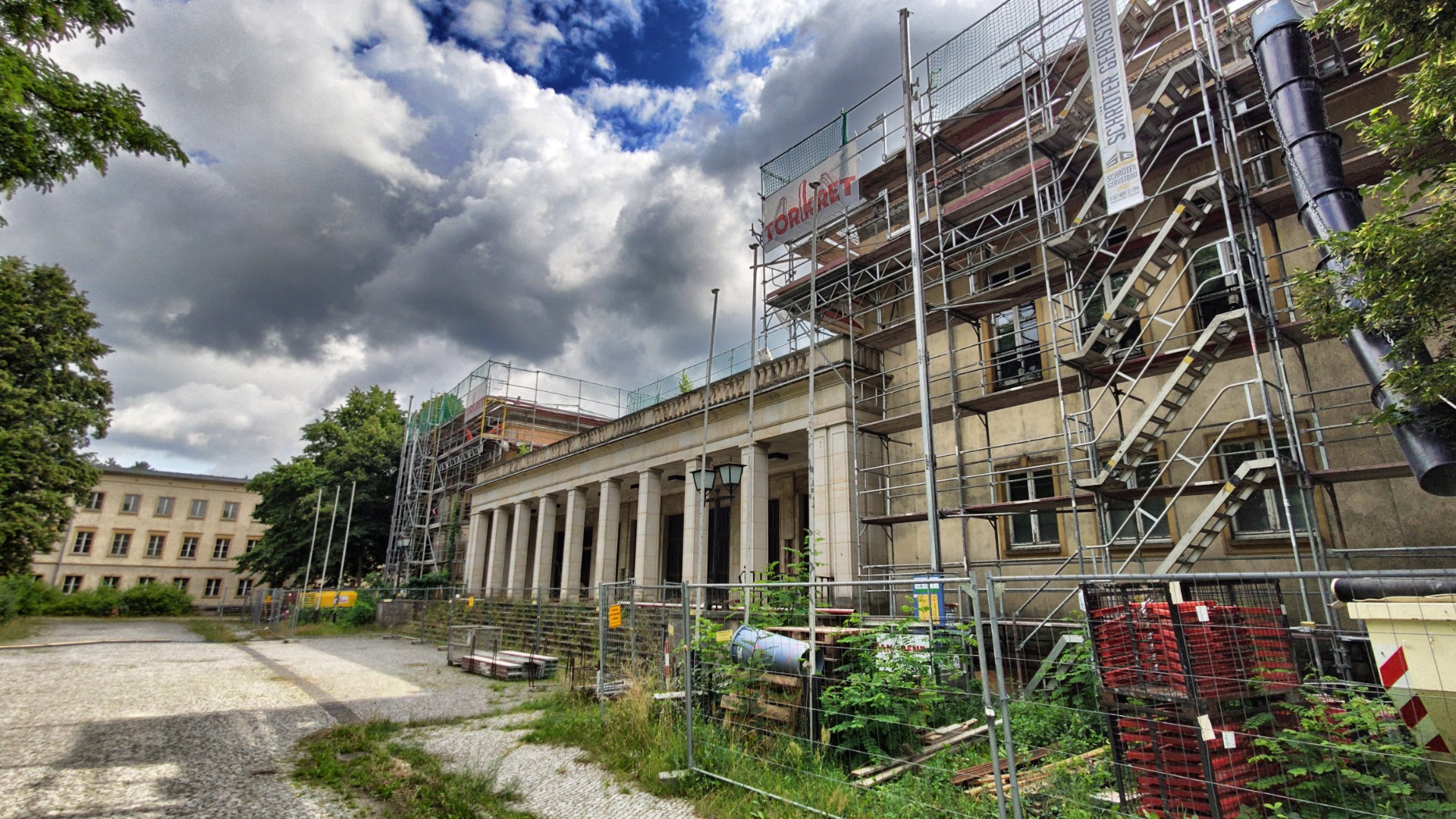 They are working on some of the buildings