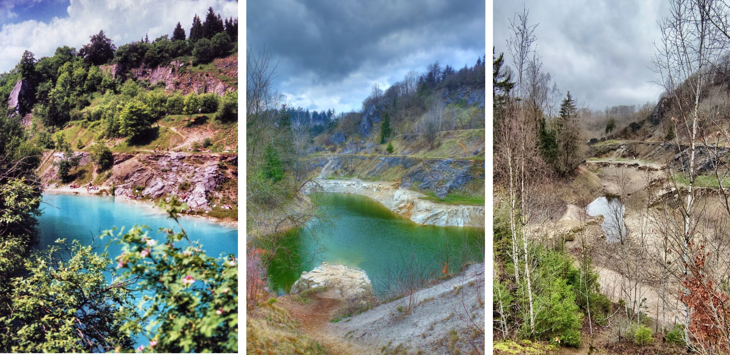 Three pictures from different times: Blue, green and lost