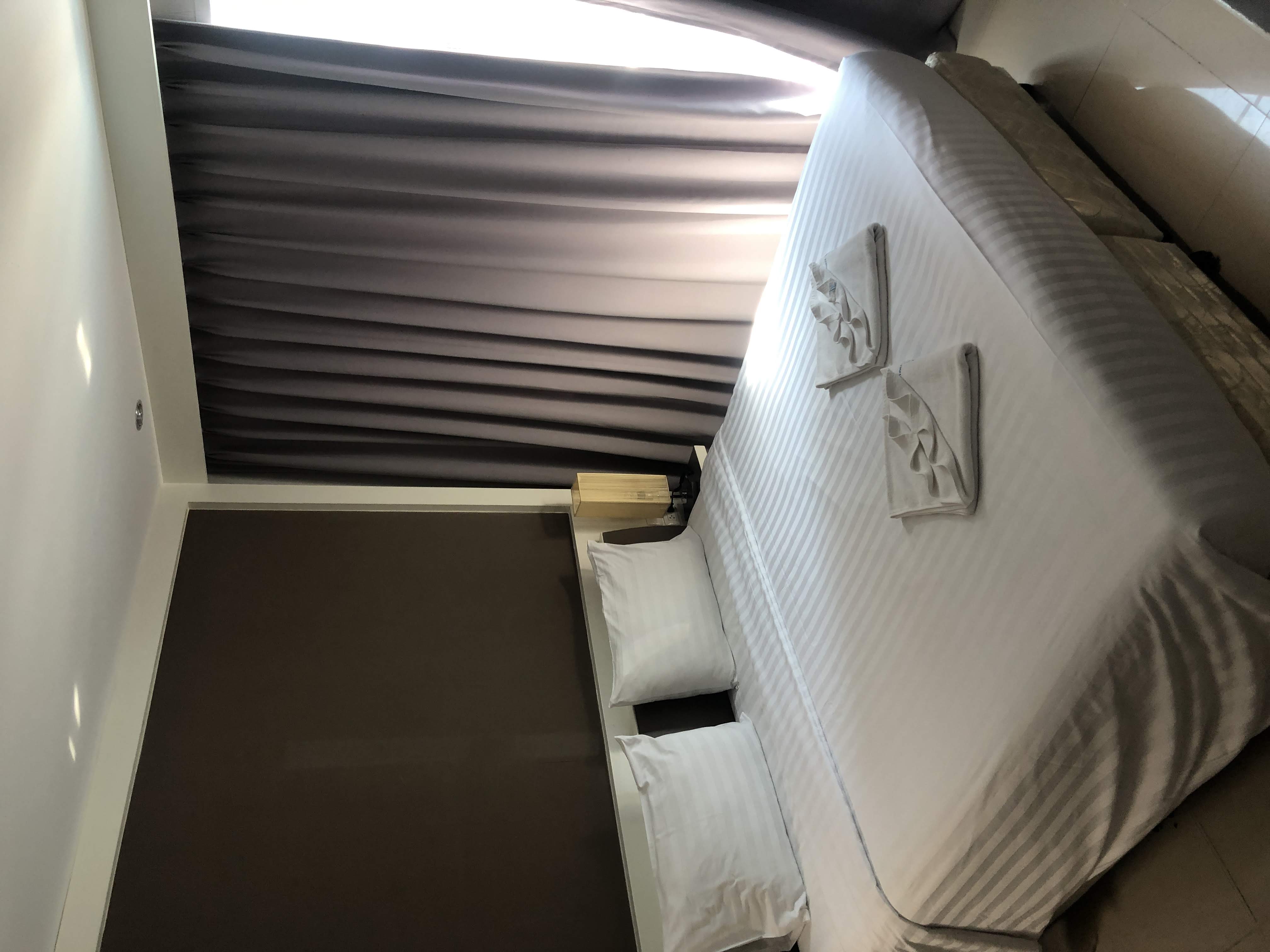 The hotel room was small, but clean and modern.