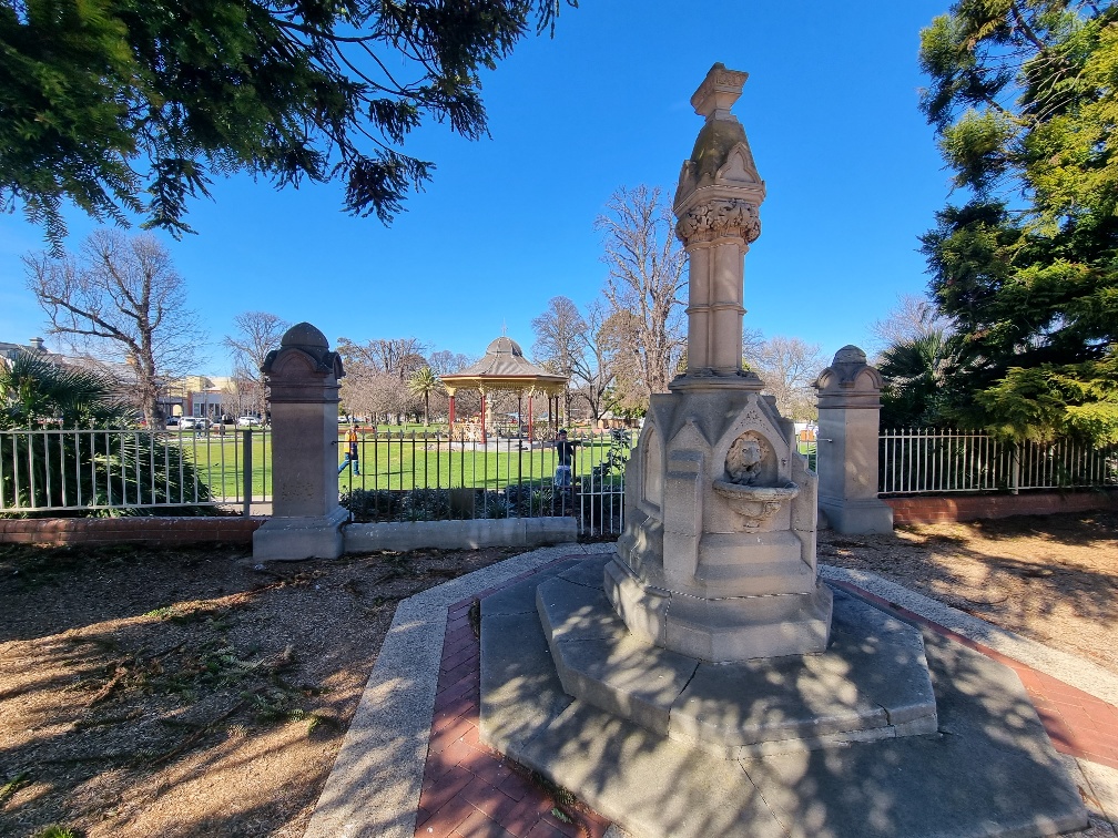 Belmore Park is in the centre of Goulburn City. It’s an obvious landmark that seemed well utilised by locals and visitors like us. It has pretty gardens, a fountain, a glass house for growing even more summer-loving plants over their cold winters, as well as a war memorial and a useful toilet!