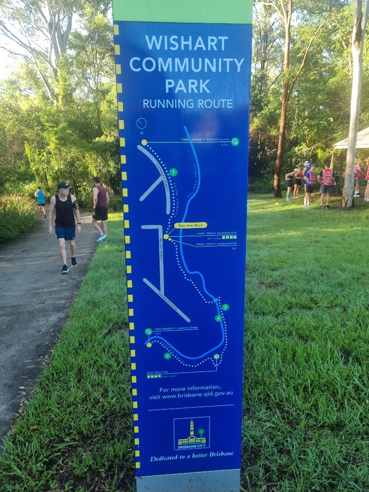 Wishart is one of my favourites parkruns as there is a lot of good shade and tree cover along the pathways on which you run. The pathways are not that wide but if you can stay ahead of the main pack it is fine even then you hit the first turn around on this double out and back course.