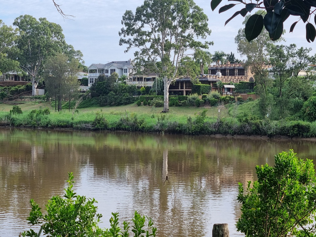 There are so big expensive looking house along the river.