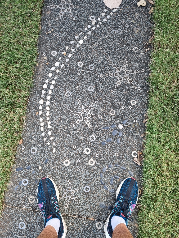 Stainless Steel nuts and washers concreted into the pathways were a nice touch inline with the parks industrial past.