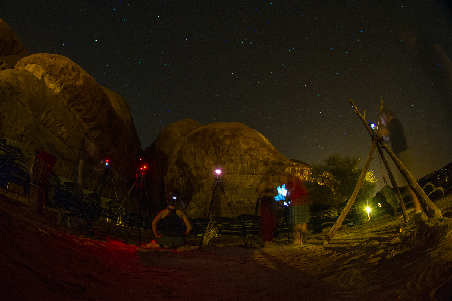 Setting up the cameras - our tents in the background