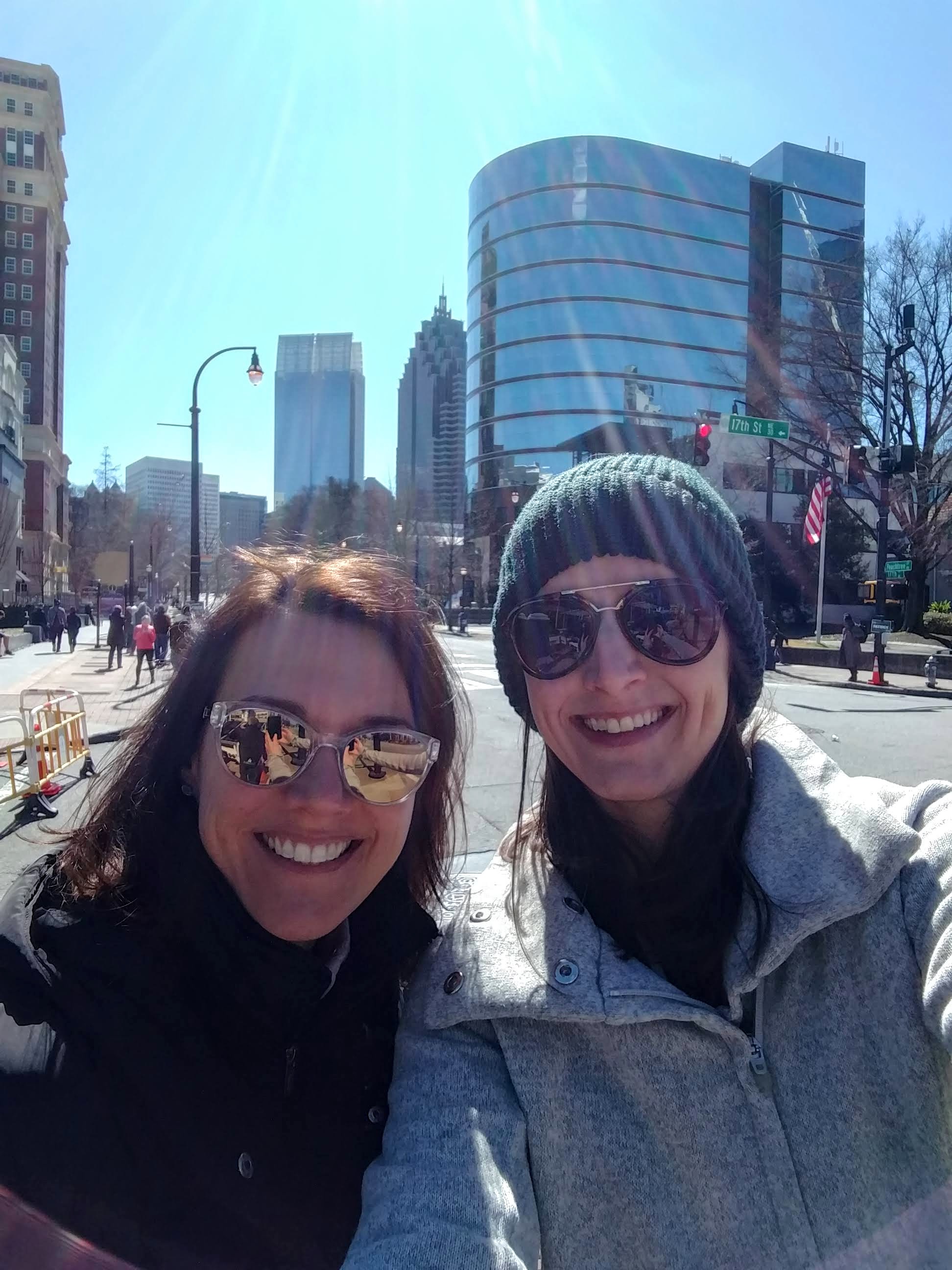 My friend and I waiting for the first runners!