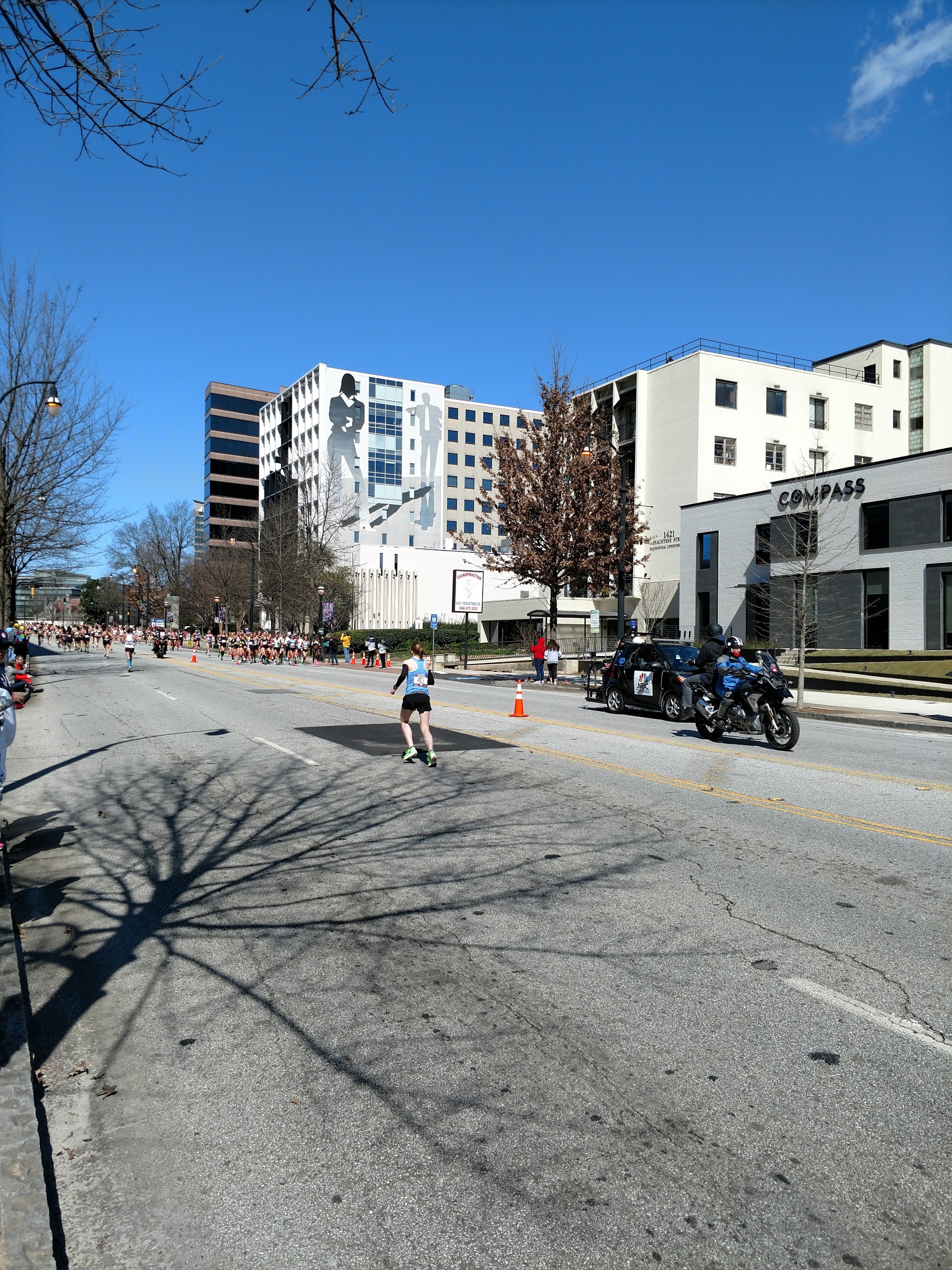 Looping back through on the first lap.