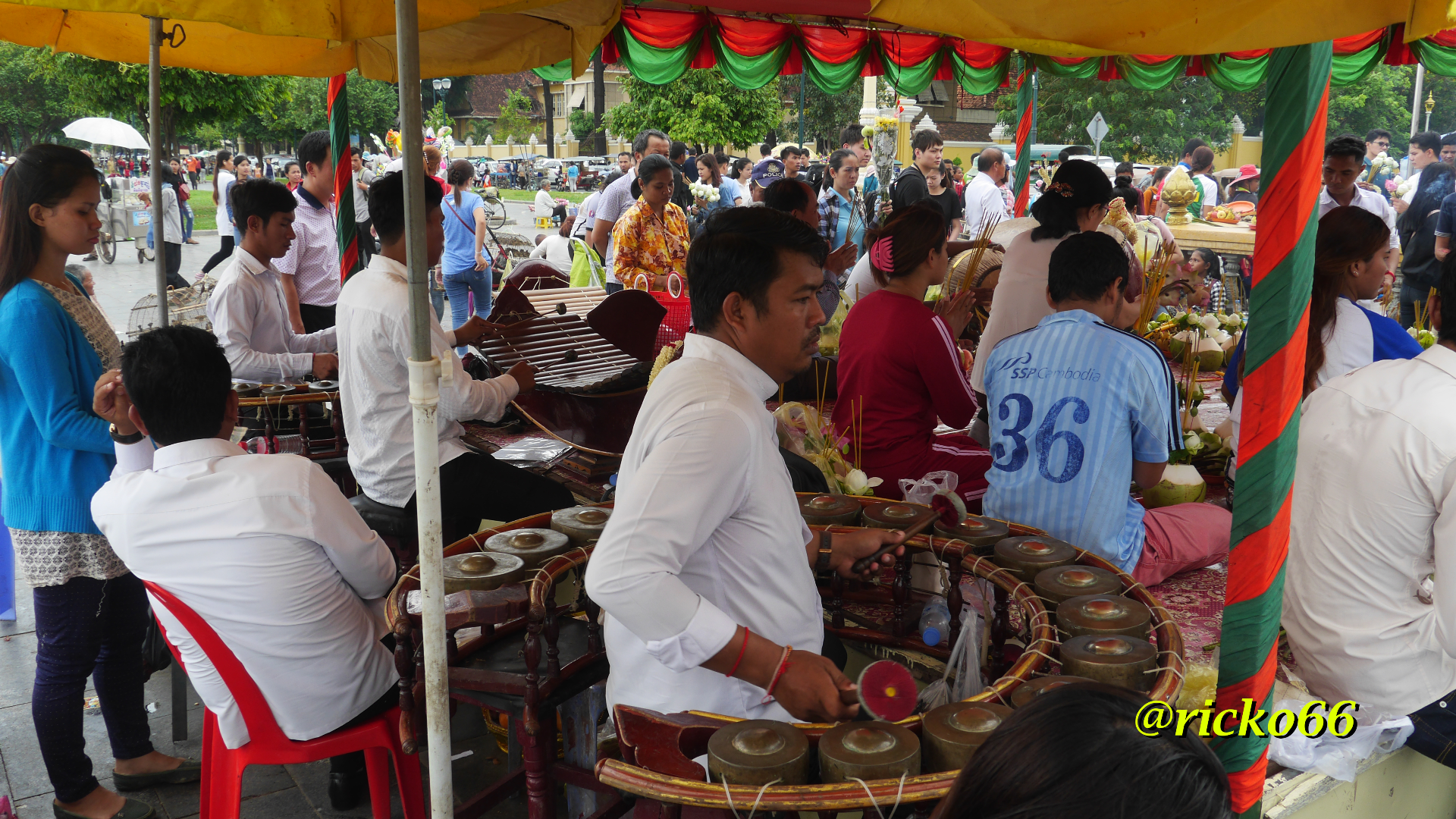 The walkway along the river bank during a Buddhist celebration