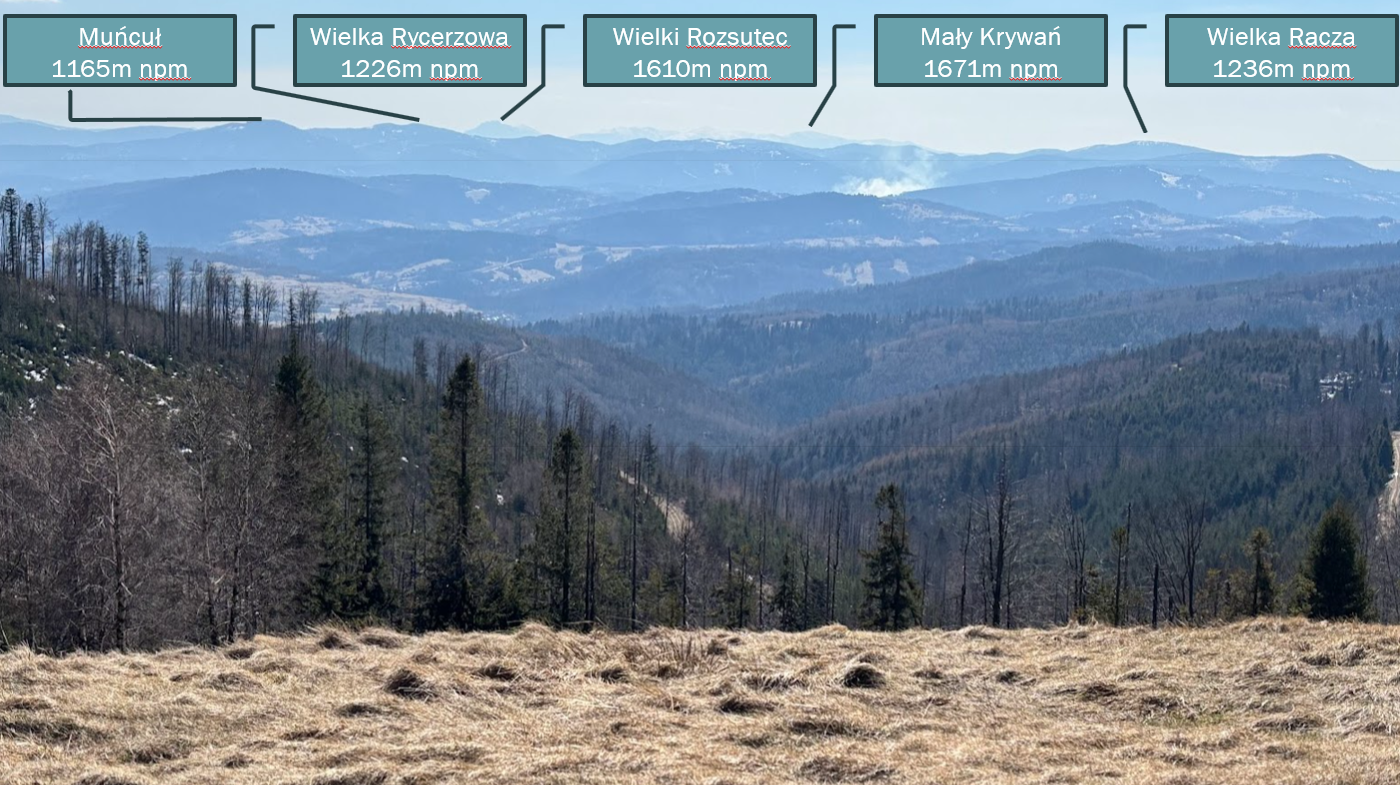 Widok z Hali Radziechowskiej na południe - Beskid Żywiecki i Mała Fatra