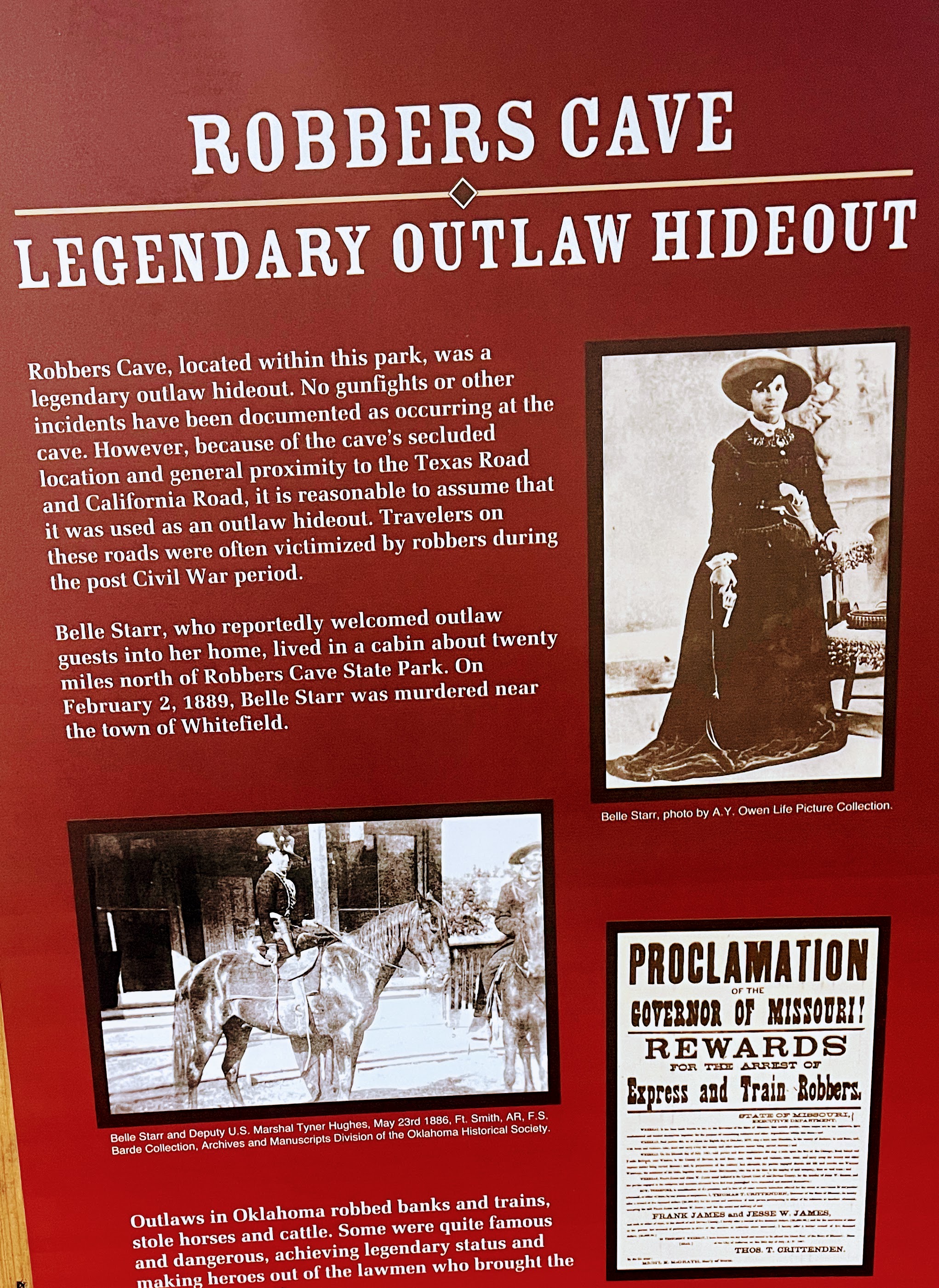 Robbers Cave, OK - history