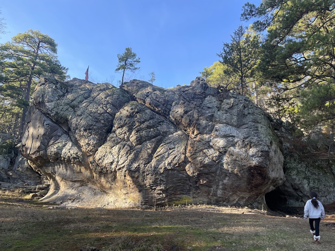 a small entrance inside the rock